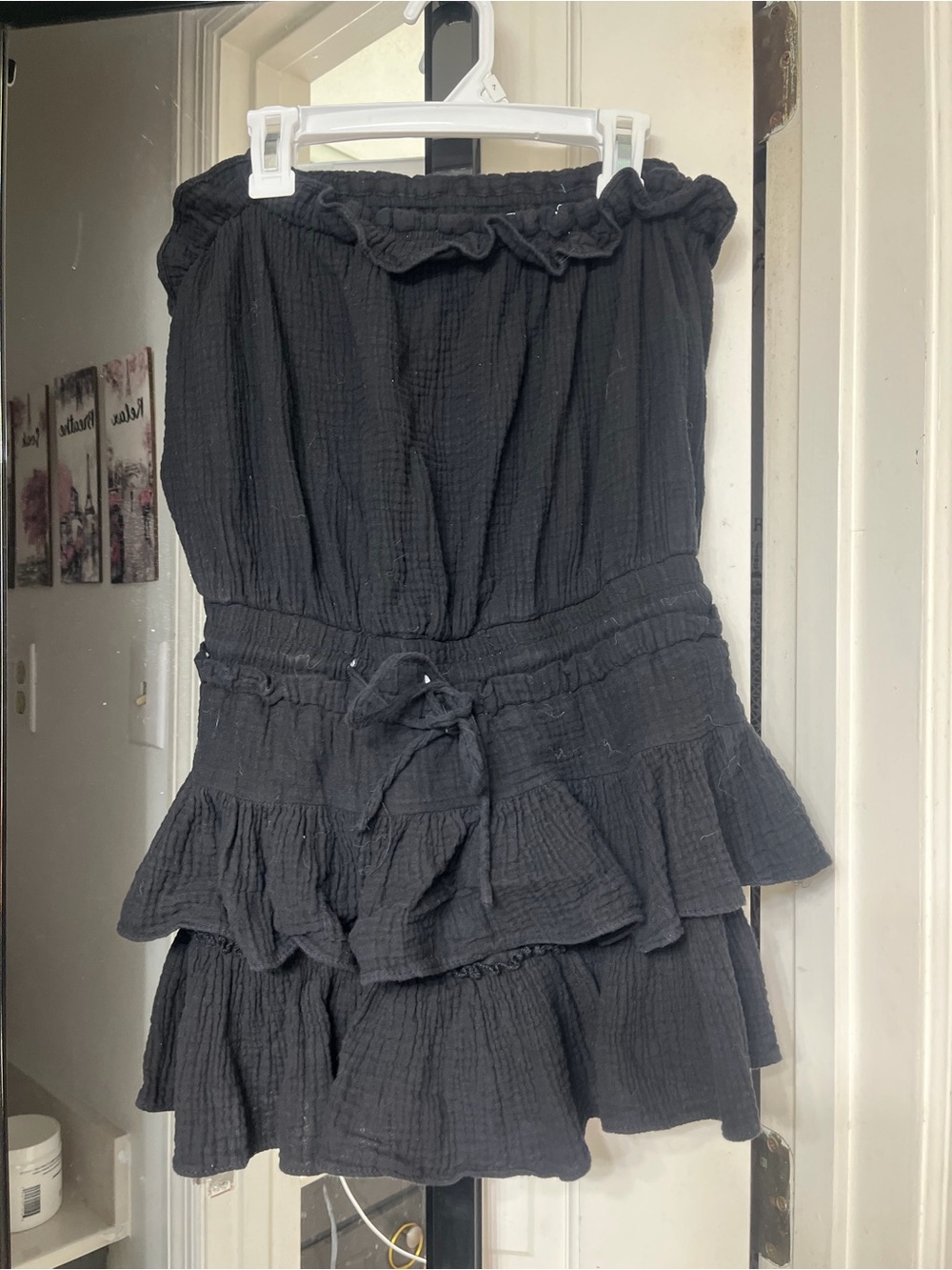 Boutique Black Strapless Ruffle Tiered Mini Dress - Classic Women's Summer Style